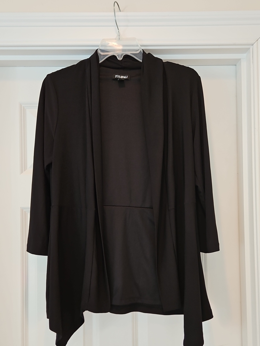 Roz & Ali Black Draped Open-Front Cardigan